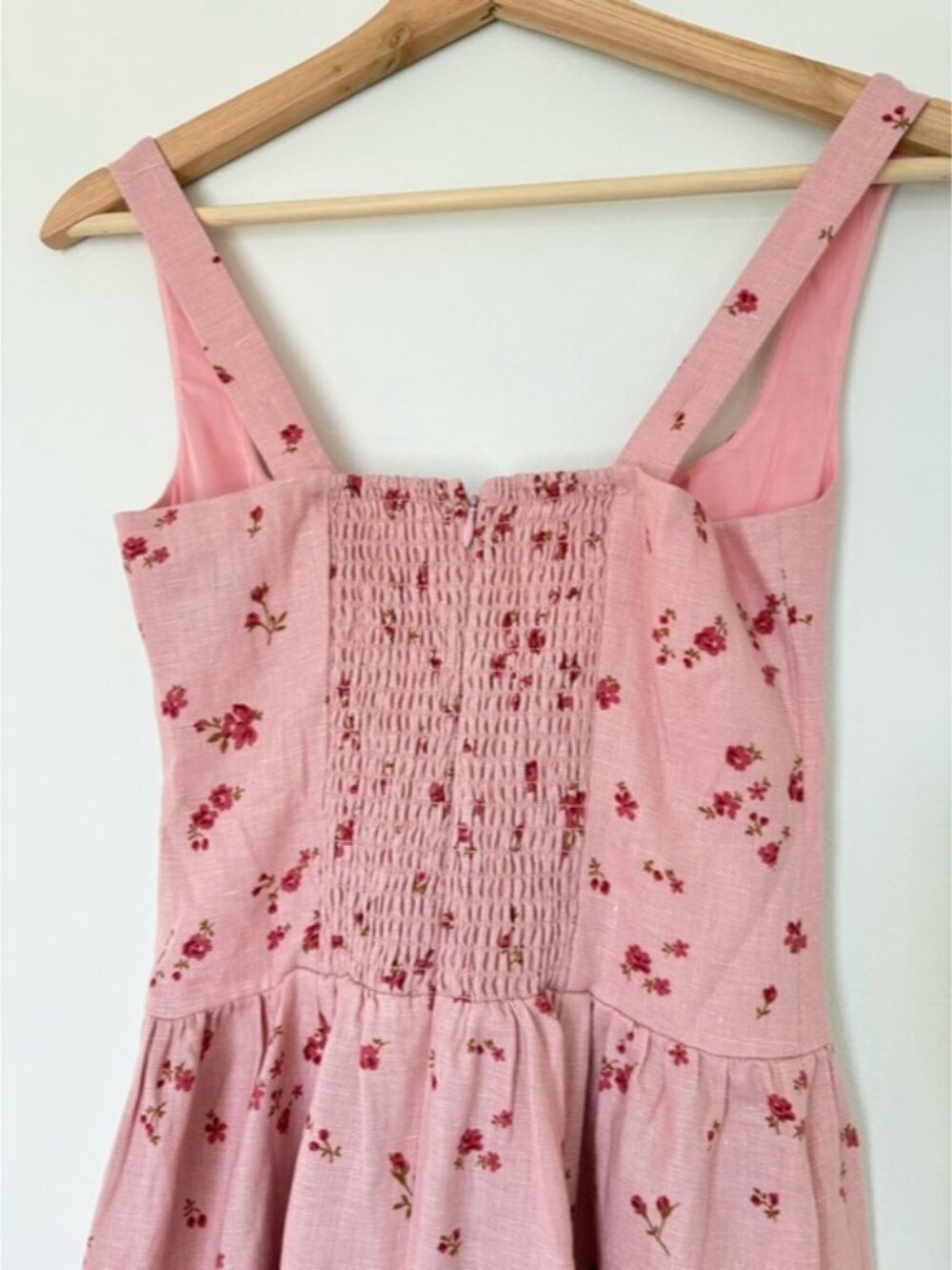 NEW Reformation Janu Midi Linen Dress Noelia Pink Floral | US 0 UK 4 - Picture 10 of 14
